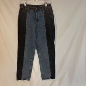 SHEIN Two Tone Colorblock Jeans High Rise Straight Leg 30x27